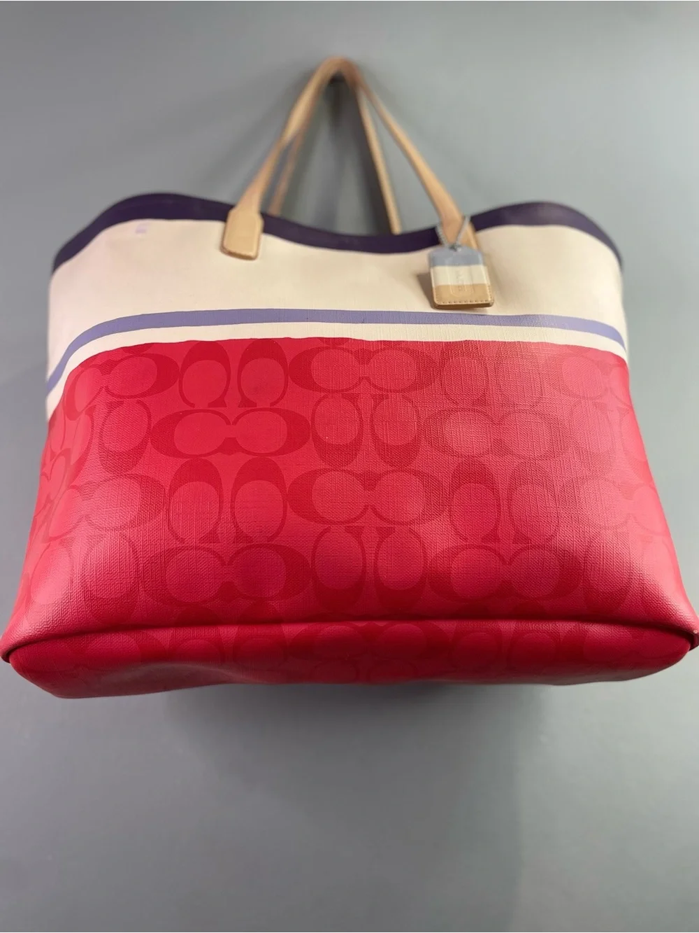 Coach Legacy Weekend Signature Painted Stripe Large Tote